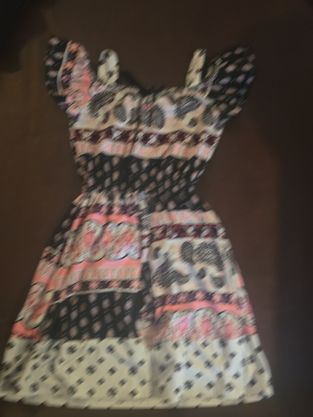 One Step Ahead Black, Pink & Cream Printed Dress